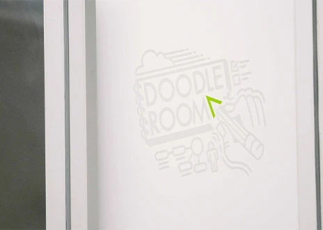 One of the conference rooms at Adcetera’s Midtown Houston office is identified by a sign printed on the wall: “Doodle Room.”