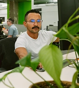 UX Developer Francisco Sierra is hard at work on the Adcetera website at the company’s Midtown office in Houston, Texas.